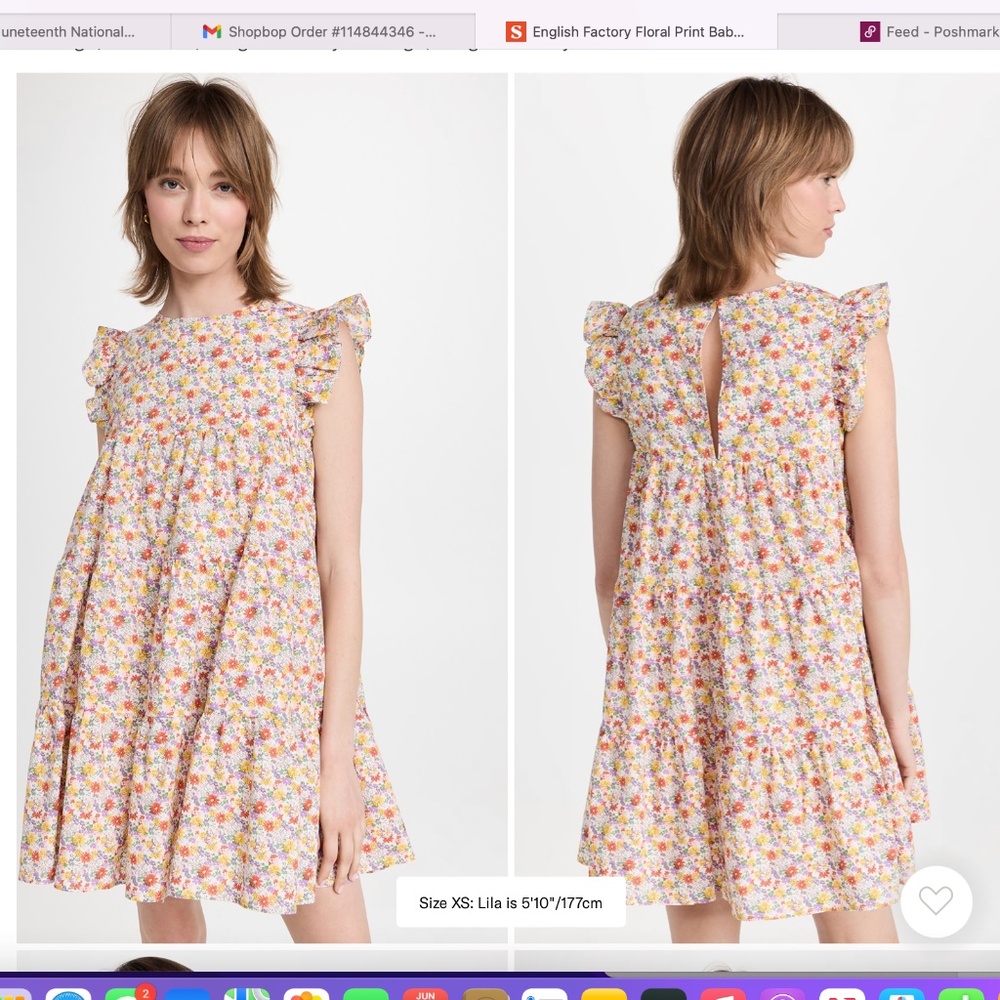 English Factory Floral Print Babydoll Dress, Size: M